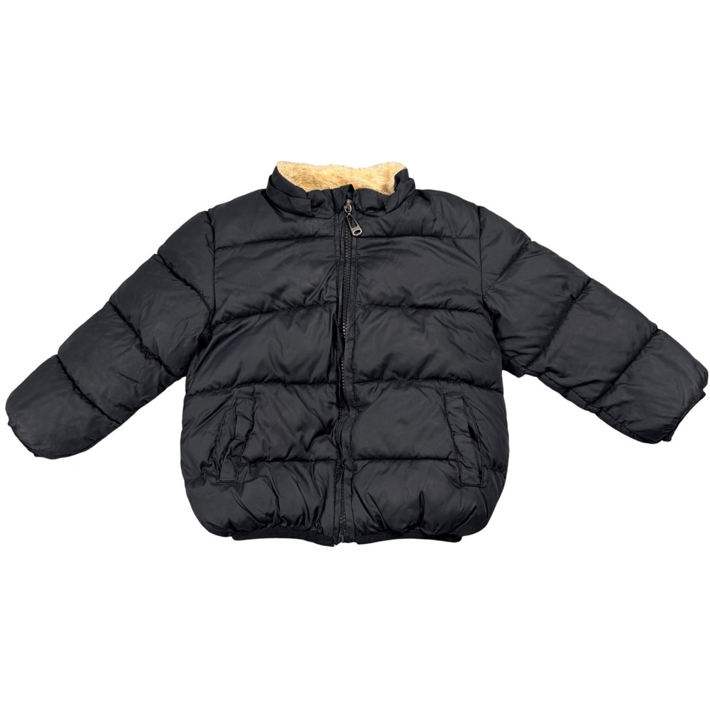 Unbranded Puffer Jacket Toddler Size 100 Black Fleece Lined Heavy Winter Coat